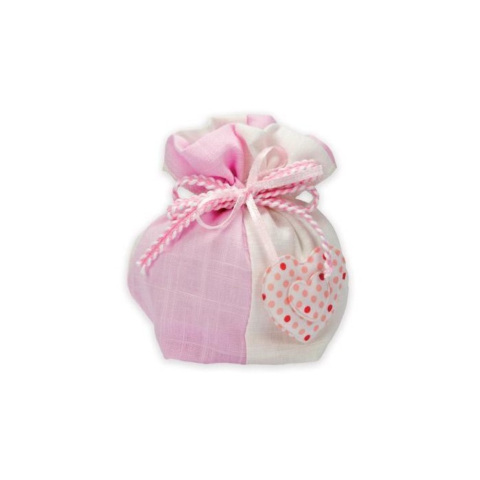 SACCHETTO BICOLOR CUORE POIS ROSA